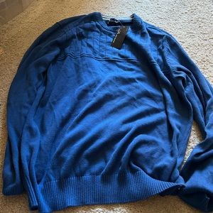 John Ashford men’s medium cotton blue sweater NWT